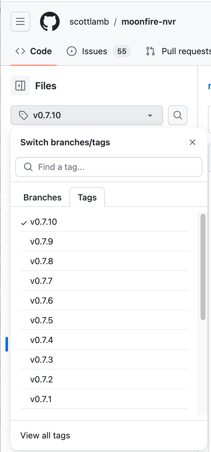 Selecting a version of install instructions